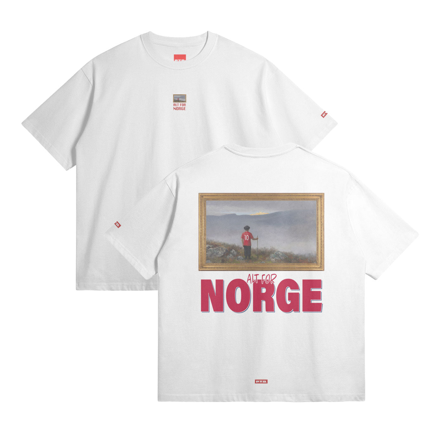 305GSM: PÅ EVENTYR FOR NORGE [BRODERT FRONT, IKONISK TRYKK MED TEKST BAK]
