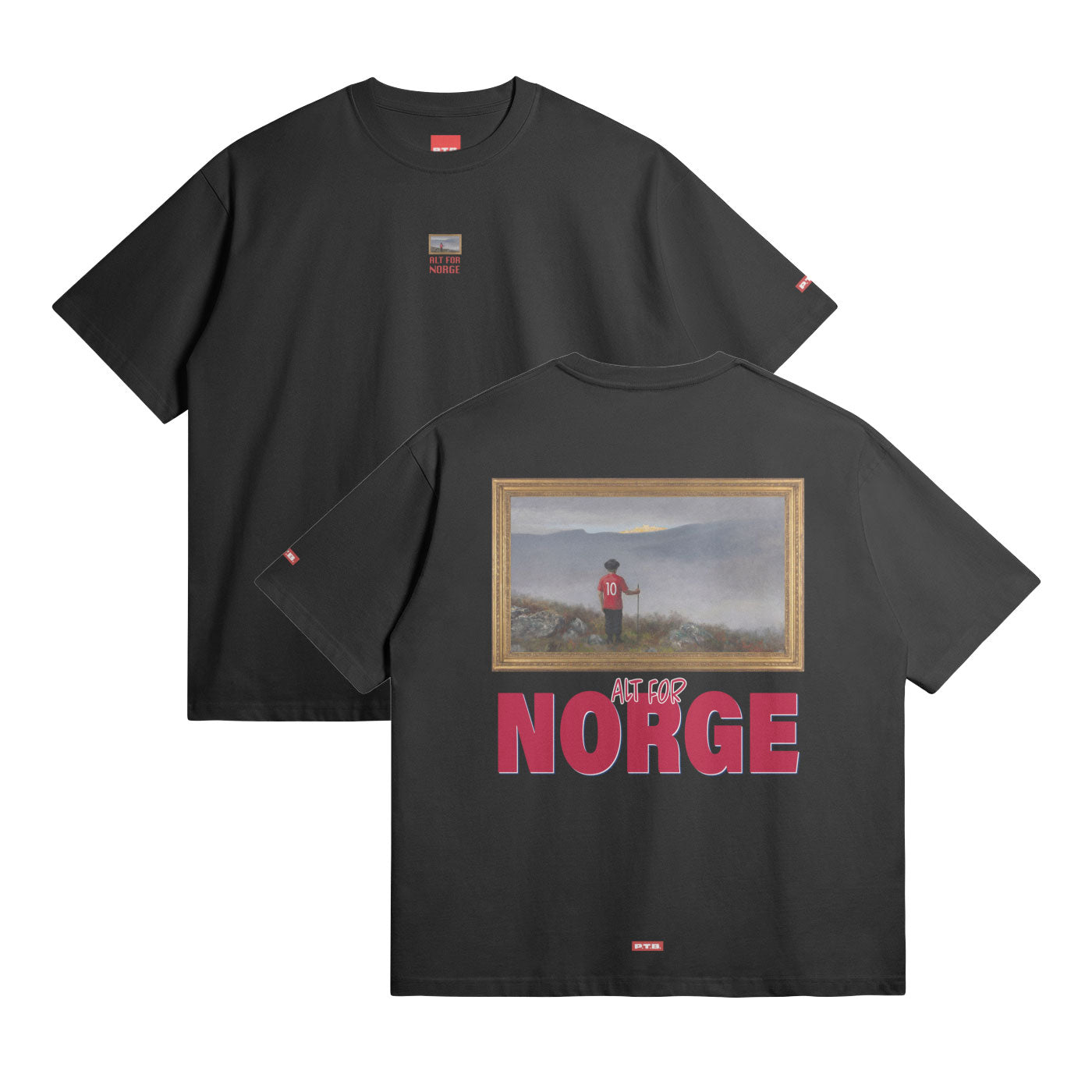 305GSM: PÅ EVENTYR FOR NORGE [BRODERT FRONT, IKONISK TRYKK MED TEKST BAK]