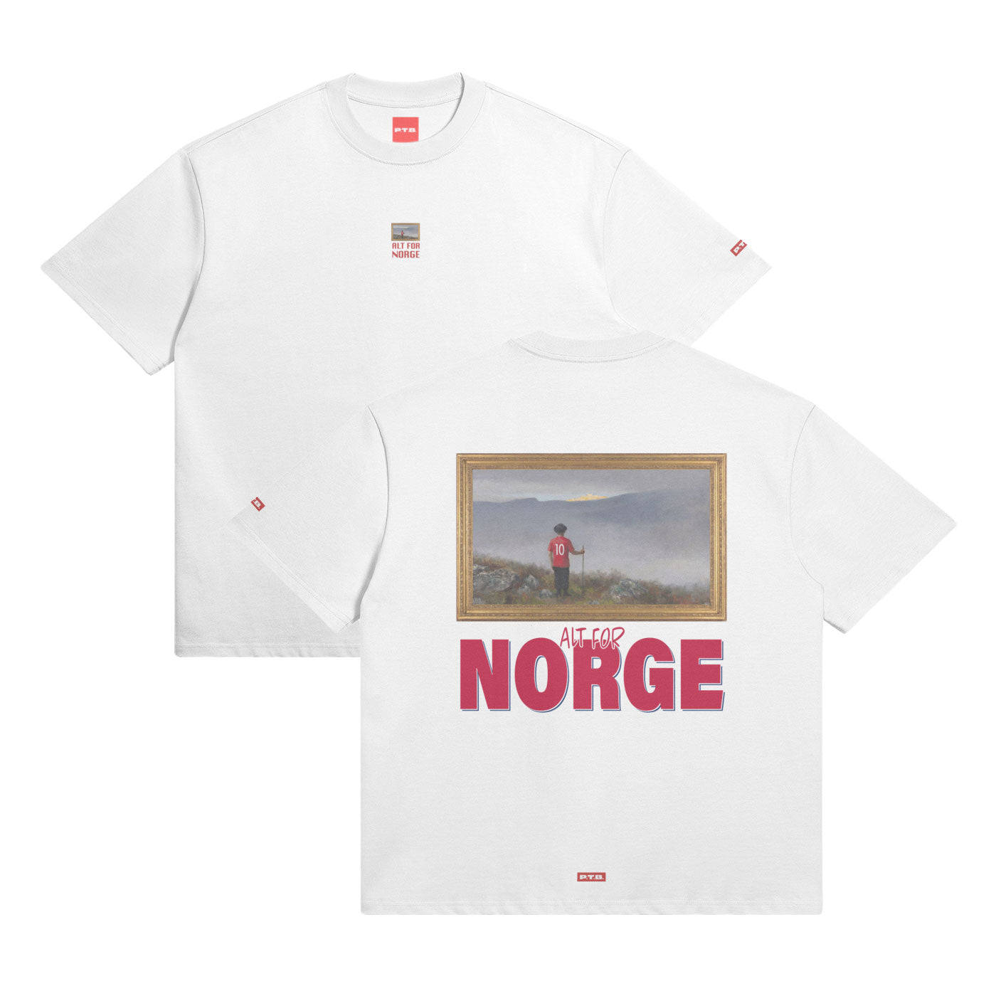 425GSM: PÅ EVENTYR FOR NORGE [BRODERT FRONT, IKONISK TRYKK MED TEKST BAK]