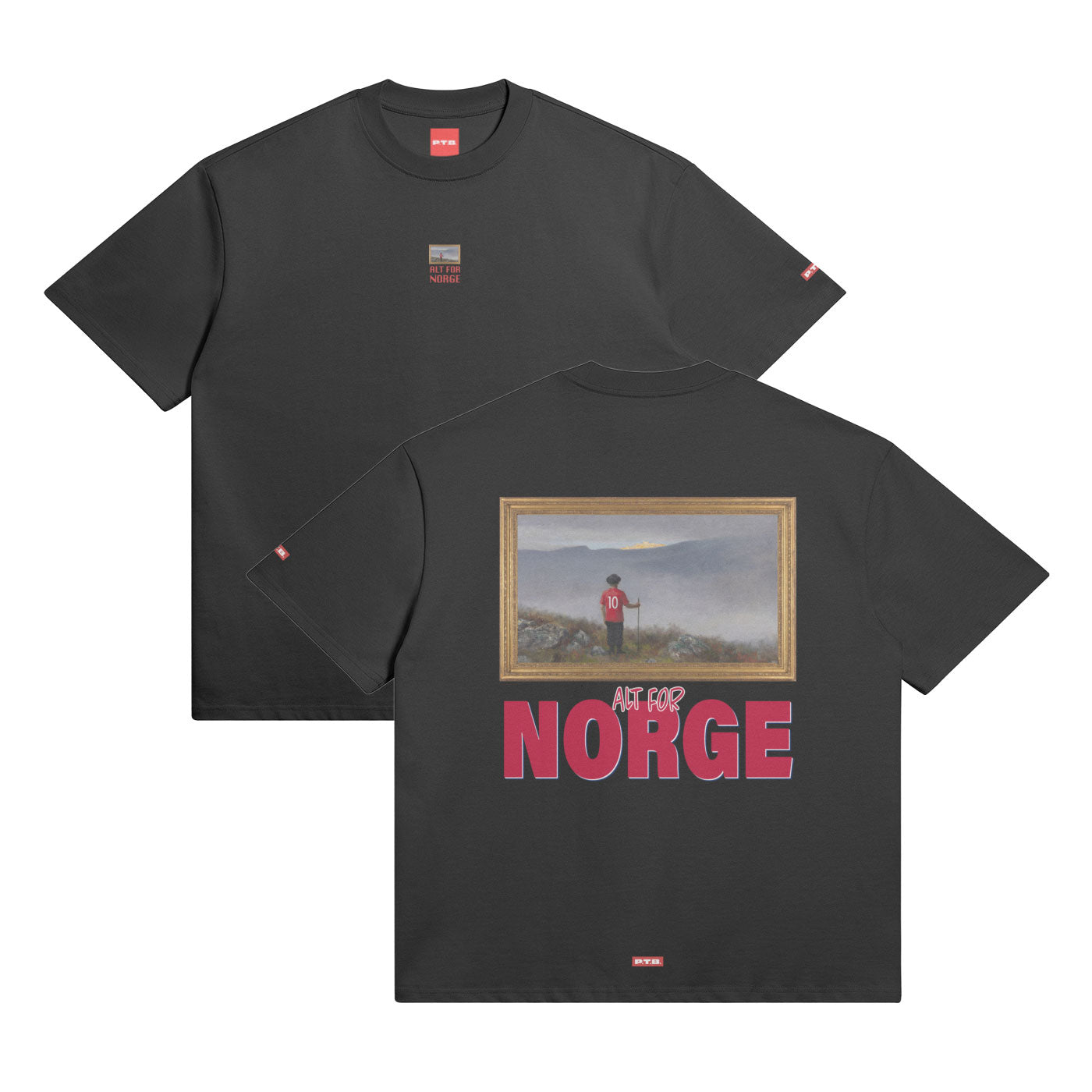 425GSM: PÅ EVENTYR FOR NORGE [BRODERT FRONT, IKONISK TRYKK MED TEKST BAK]