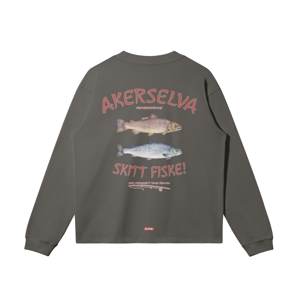 TYNN LANGERMA: AKERSELVA FISKEFORENING [BRODERT LOGO, IKONISK TRYKK BAK]